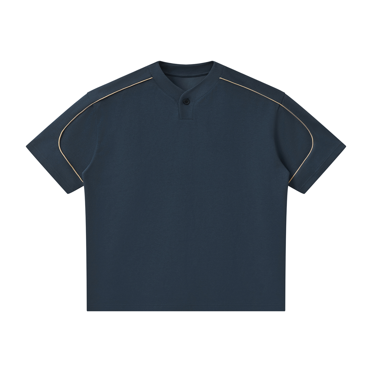 T-shirt Henley Oversize à Liserés