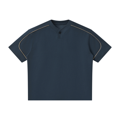 T-shirt Henley Oversize à Liserés