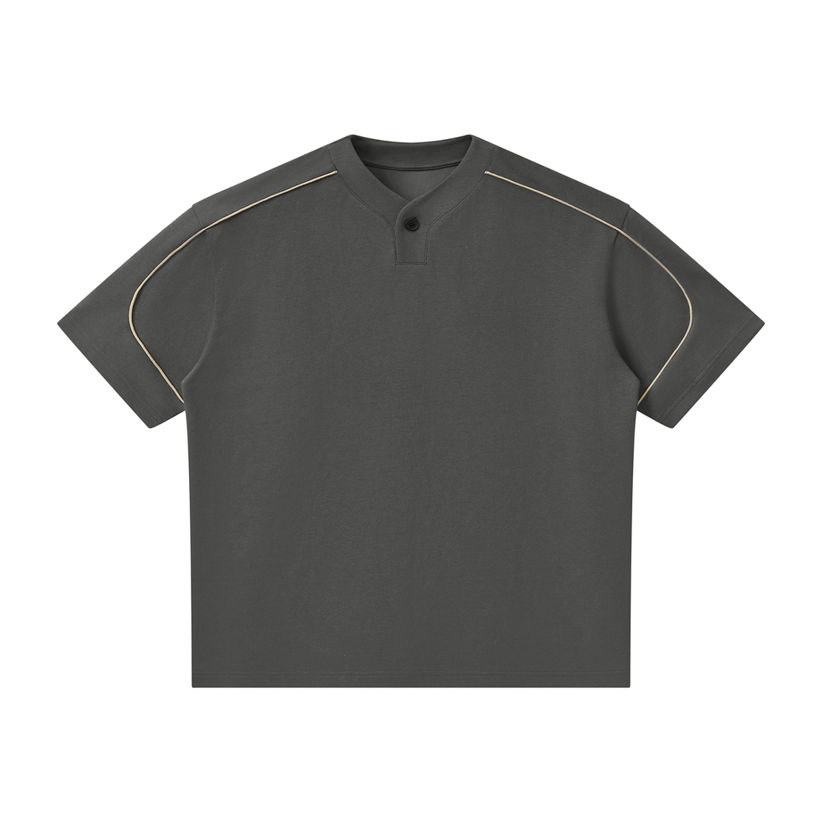 T-shirt Henley Oversize à Liserés