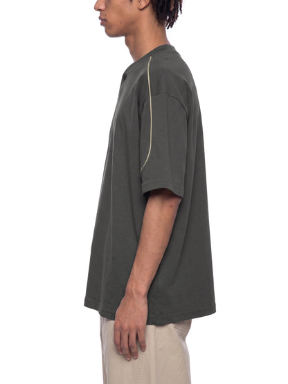 T-shirt Henley Oversize à Liserés