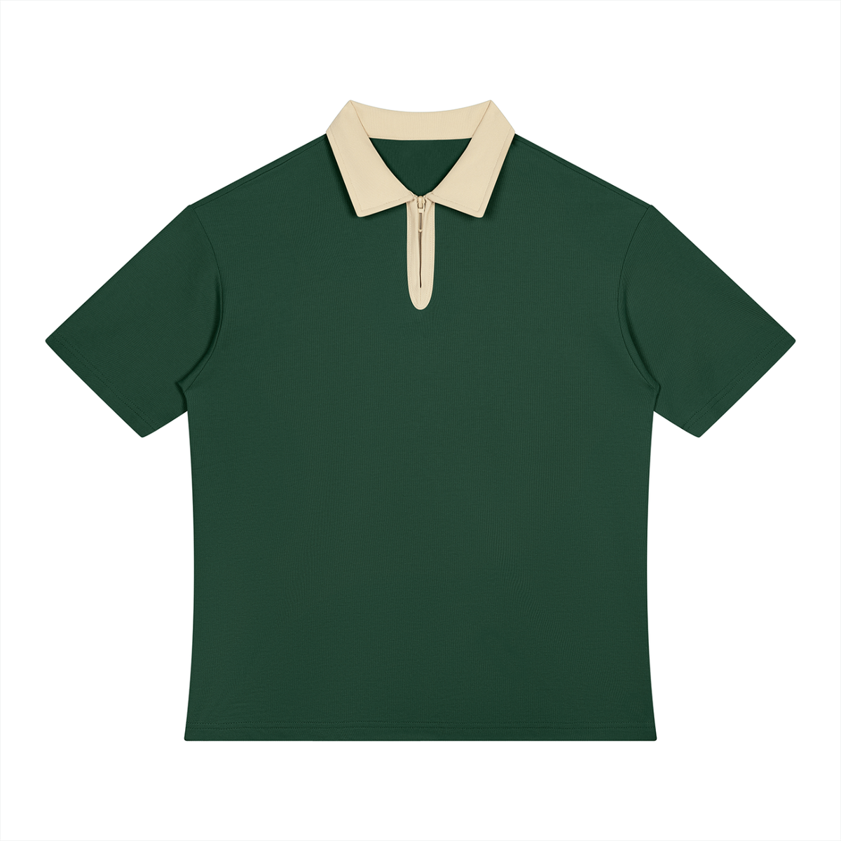 Polo Zippé à Col Contrasté