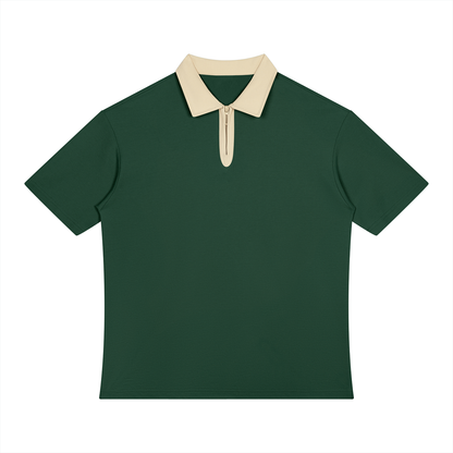 Polo Zippé à Col Contrasté