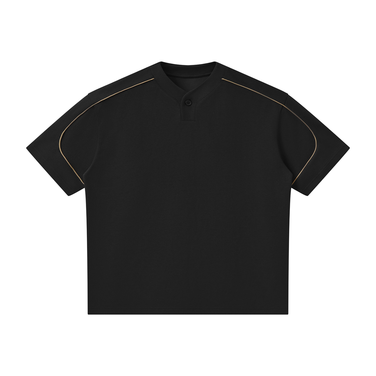 T-shirt Henley Oversize à Liserés