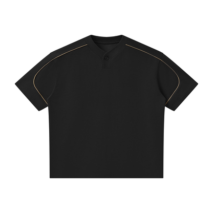T-shirt Henley Oversize à Liserés