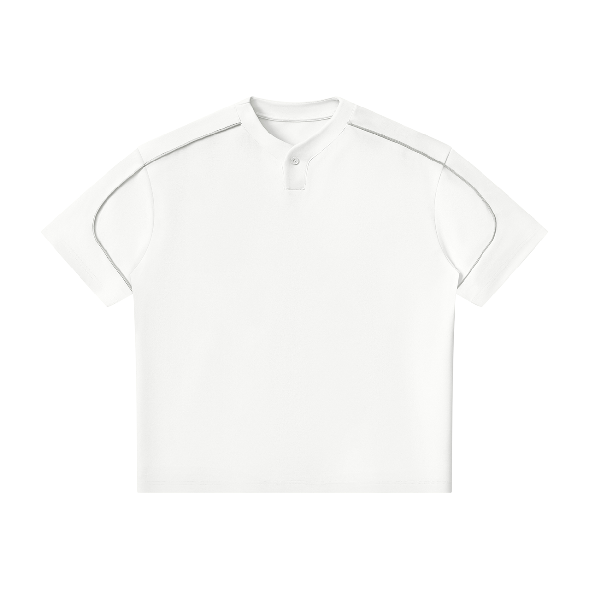 T-shirt Henley Oversize à Liserés