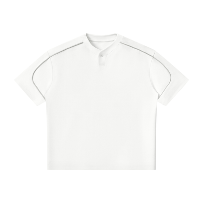 T-shirt Henley Oversize à Liserés