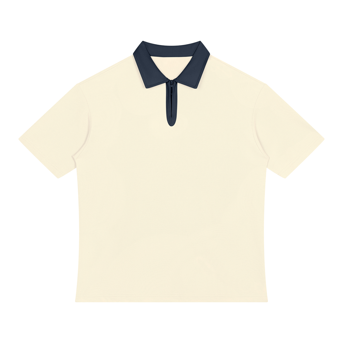 Polo Zippé à Col Contrasté