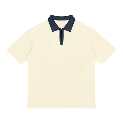 Polo Zippé à Col Contrasté