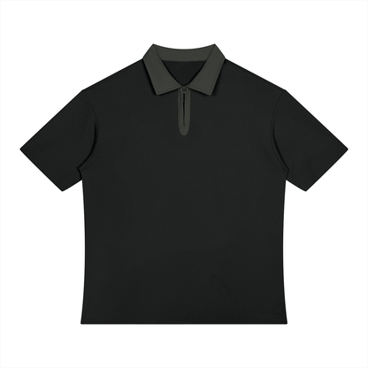 Polo Zippé à Col Contrasté