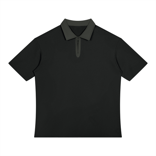 Polo Zippé à Col Contrasté